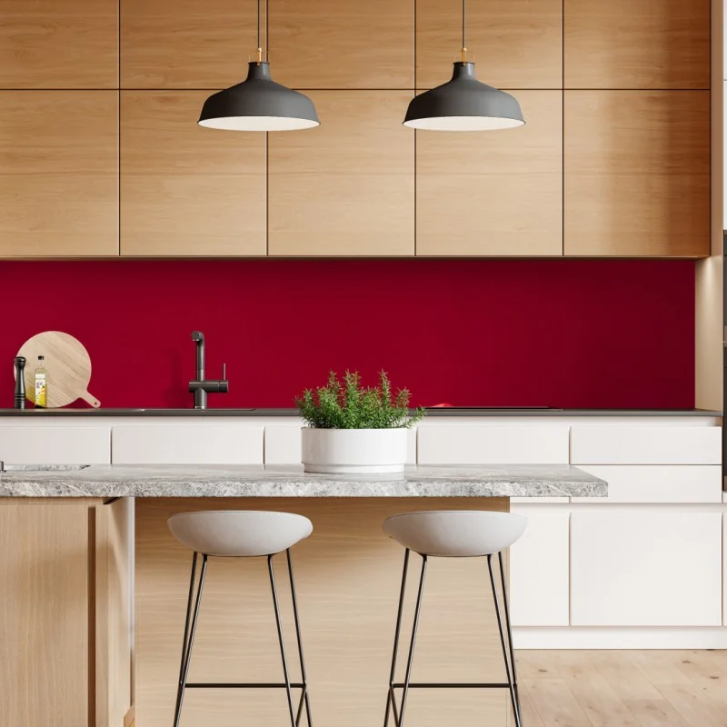 Naklejka repozycjonowalna intensywna różowa fasada z niebieskimi drzwiami – Wallissimo®