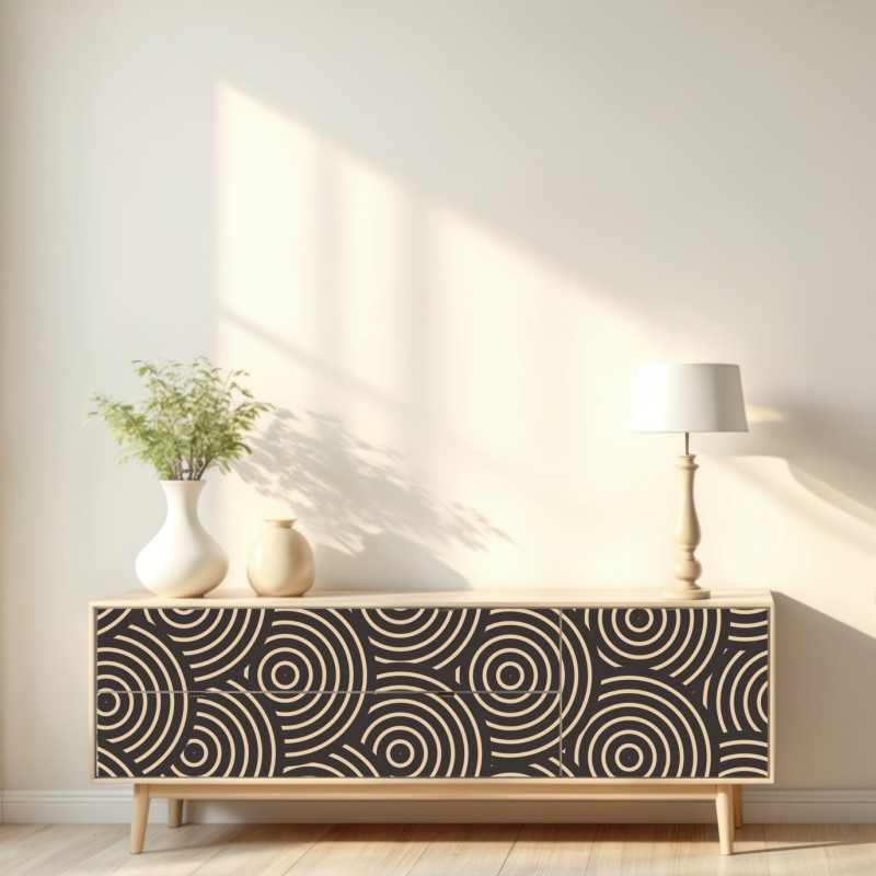 Naklejka repozycjonowalna retro koncentryczne koła – Wallissimo® Naklejka repozycjonowalna retro koncentryczne koła – Wallissimo®