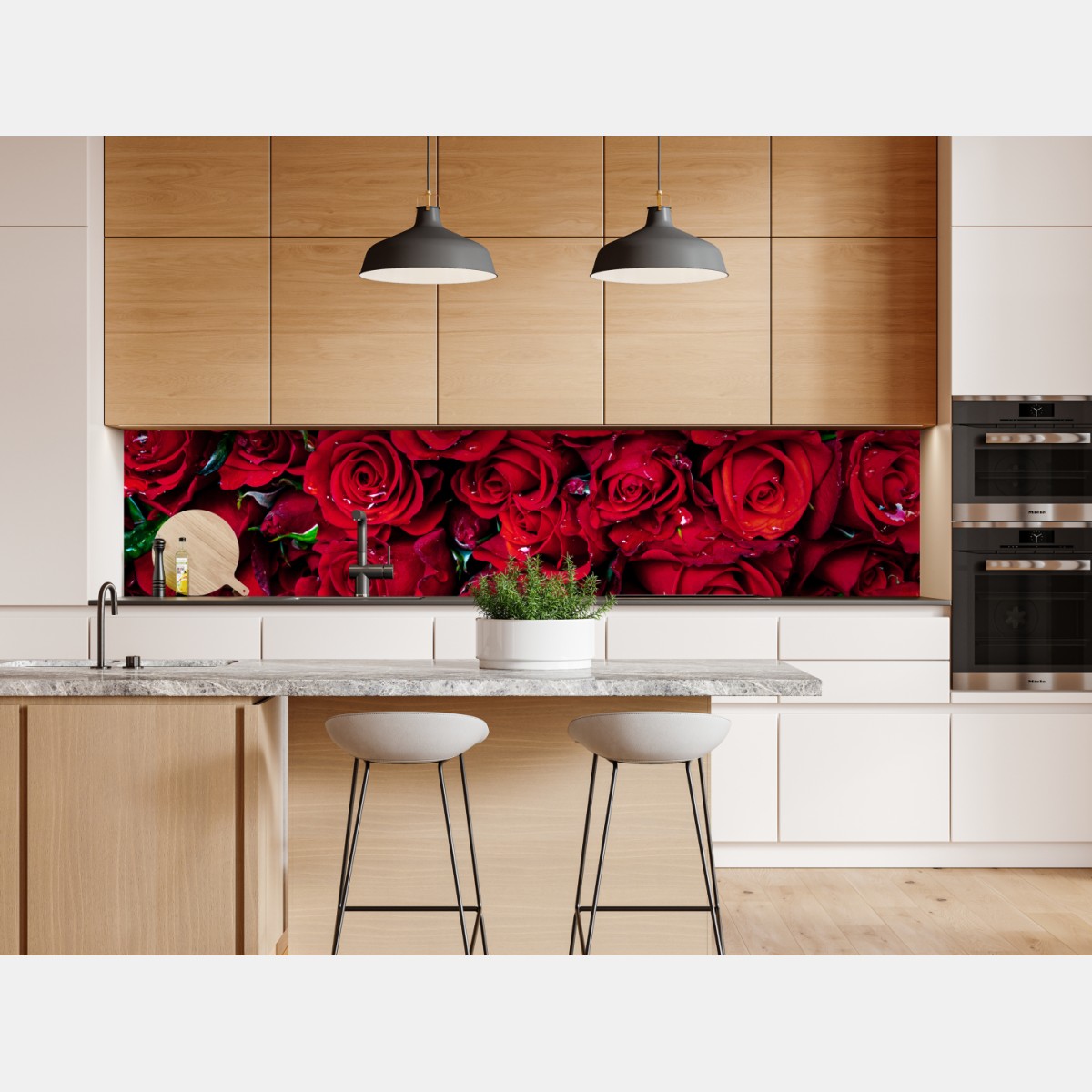 Naklejka repozycjonowalna gęsta ściana czerwonych róż – Wallissimo® Naklejka repozycjonowalna gęsta ściana czerwonych róż – Wallissimo®