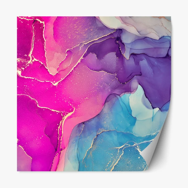 Naklejka repozycjonowalna wibrująca marmurowa kompozycja alkoholowego tuszu