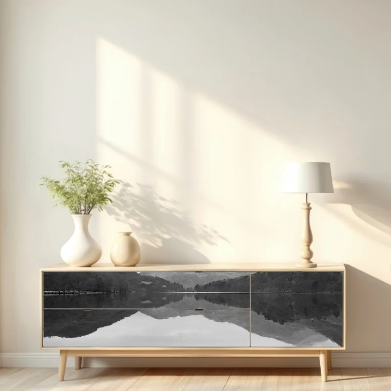 Naklejka repozycjonowalna spokojne jezioro z górskim odbiciem – Wallissimo® Naklejka repozycjonowalna spokojne jezioro z górskim odbiciem – Wallissimo®