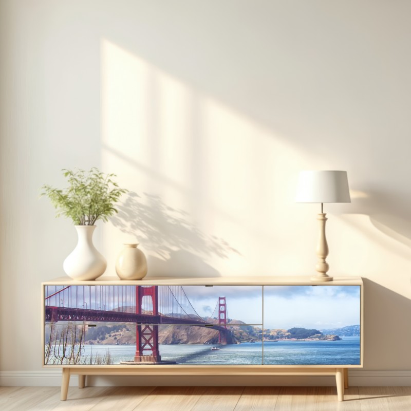 Naklejka repozycjonowalna Golden Gate nad zatoką San Francisco – Wallissimo® Naklejka repozycjonowalna Golden Gate nad zatoką San Francisco – Wallissimo®