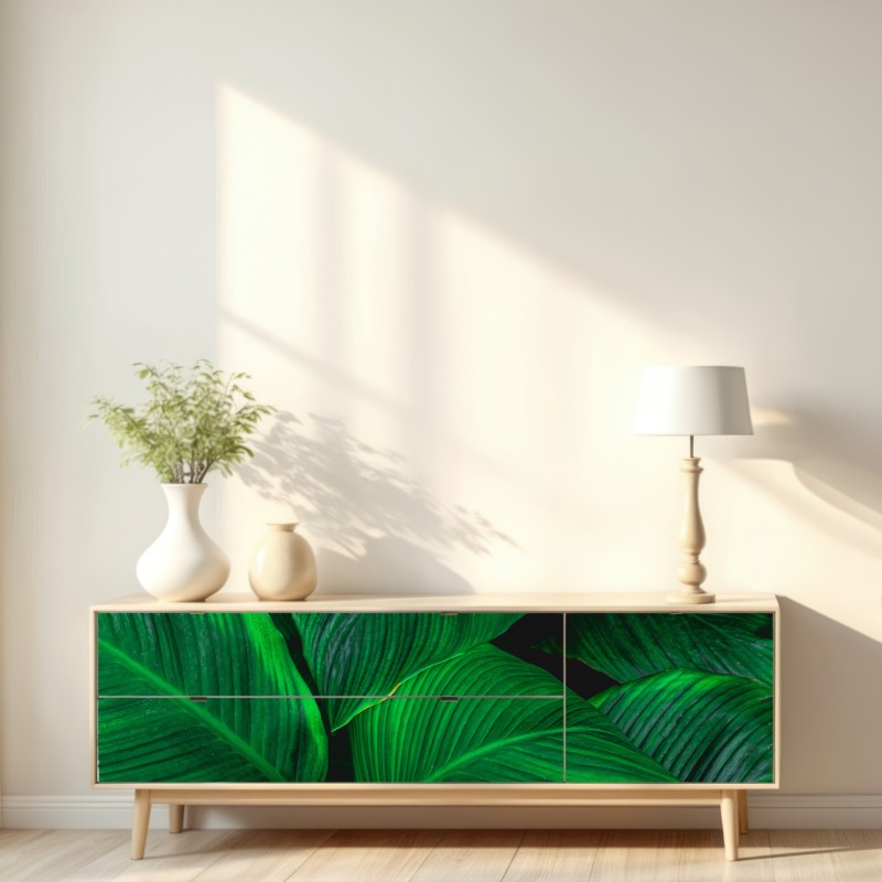 Naklejka repozycjonowalna bujne tropikalne liście – Wallissimo® Naklejka repozycjonowalna bujne tropikalne liście – Wallissimo®