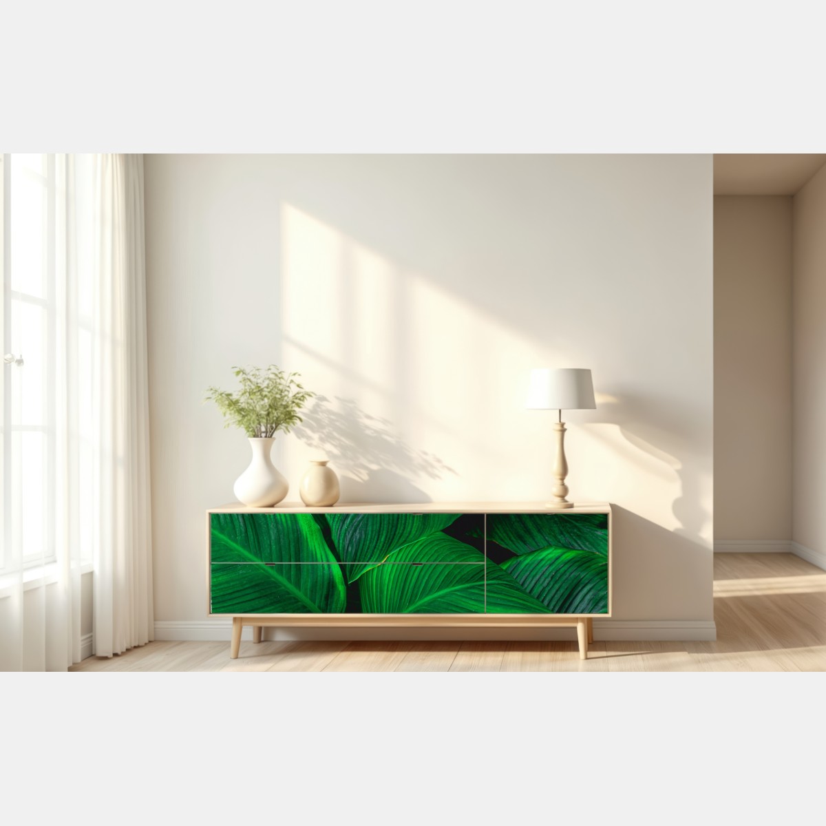 Naklejka repozycjonowalna bujne tropikalne liście – Wallissimo® Naklejka repozycjonowalna bujne tropikalne liście – Wallissimo®