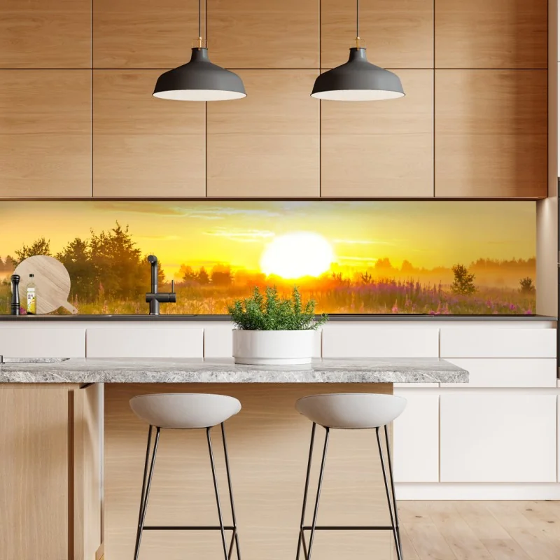 Naklejka repozycjonowalna alpejska łąka wiosną pod ośnieżonymi szczytami – Wallissimo®