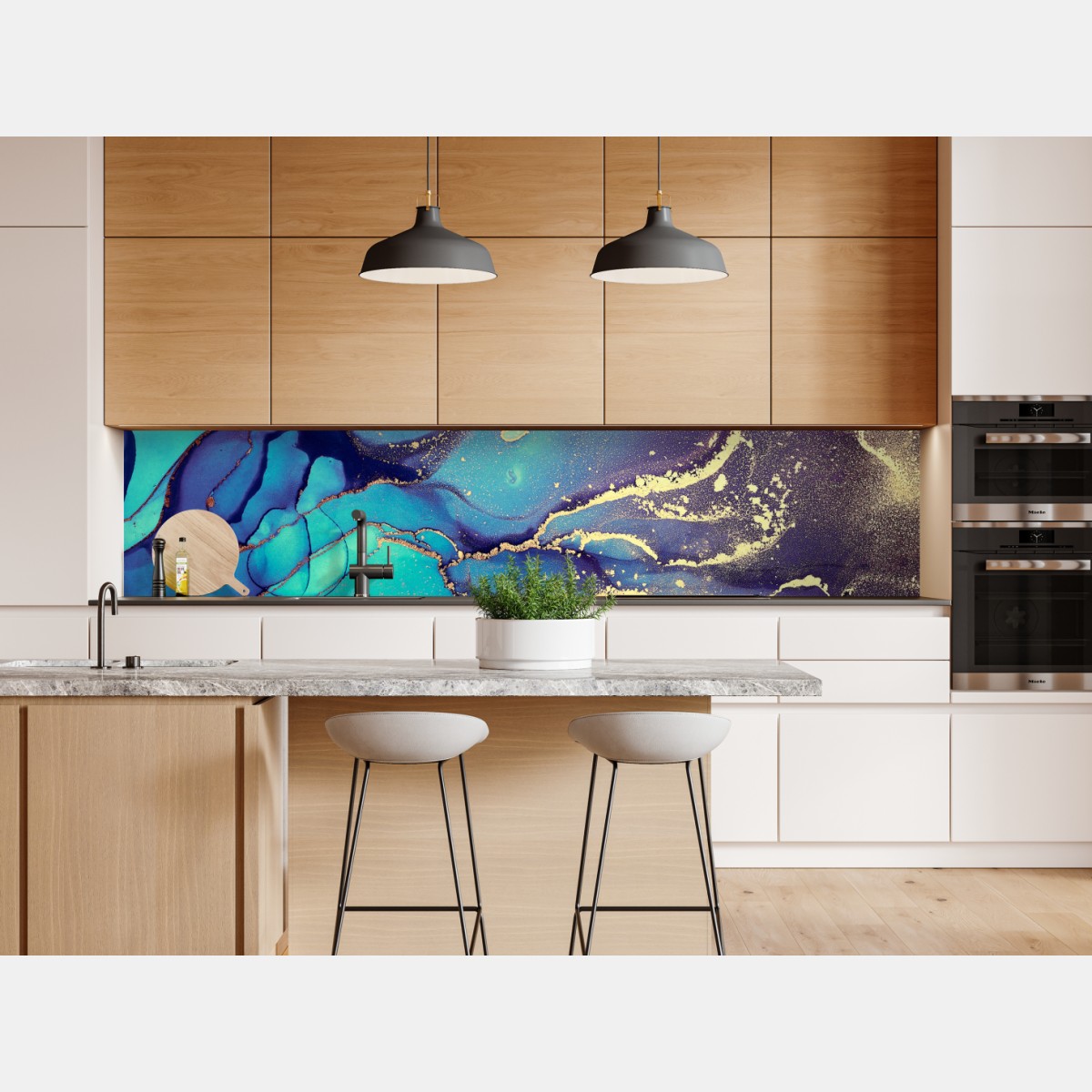 Naklejka repozycjonowalna turkusowo-złota płynna marmurkowa abstrakcja – Wallissimo® Naklejka repozycjonowalna turkusowo-złota płynna marmurkowa abstrakcja – Wallissimo®