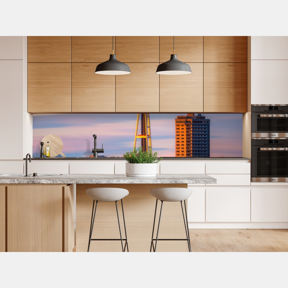 Naklejka repozycjonowalna panorama Seattle ze Space Needle o zachodzie słońca – Wallissimo® Naklejka repozycjonowalna panorama Seattle ze Space Needle o zachodzie słońca – Wallissimo®