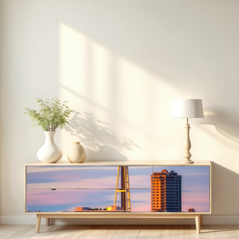 Naklejka repozycjonowalna panorama Seattle ze Space Needle o zachodzie słońca – Wallissimo® Naklejka repozycjonowalna panorama Seattle ze Space Needle o zachodzie słońca – Wallissimo®