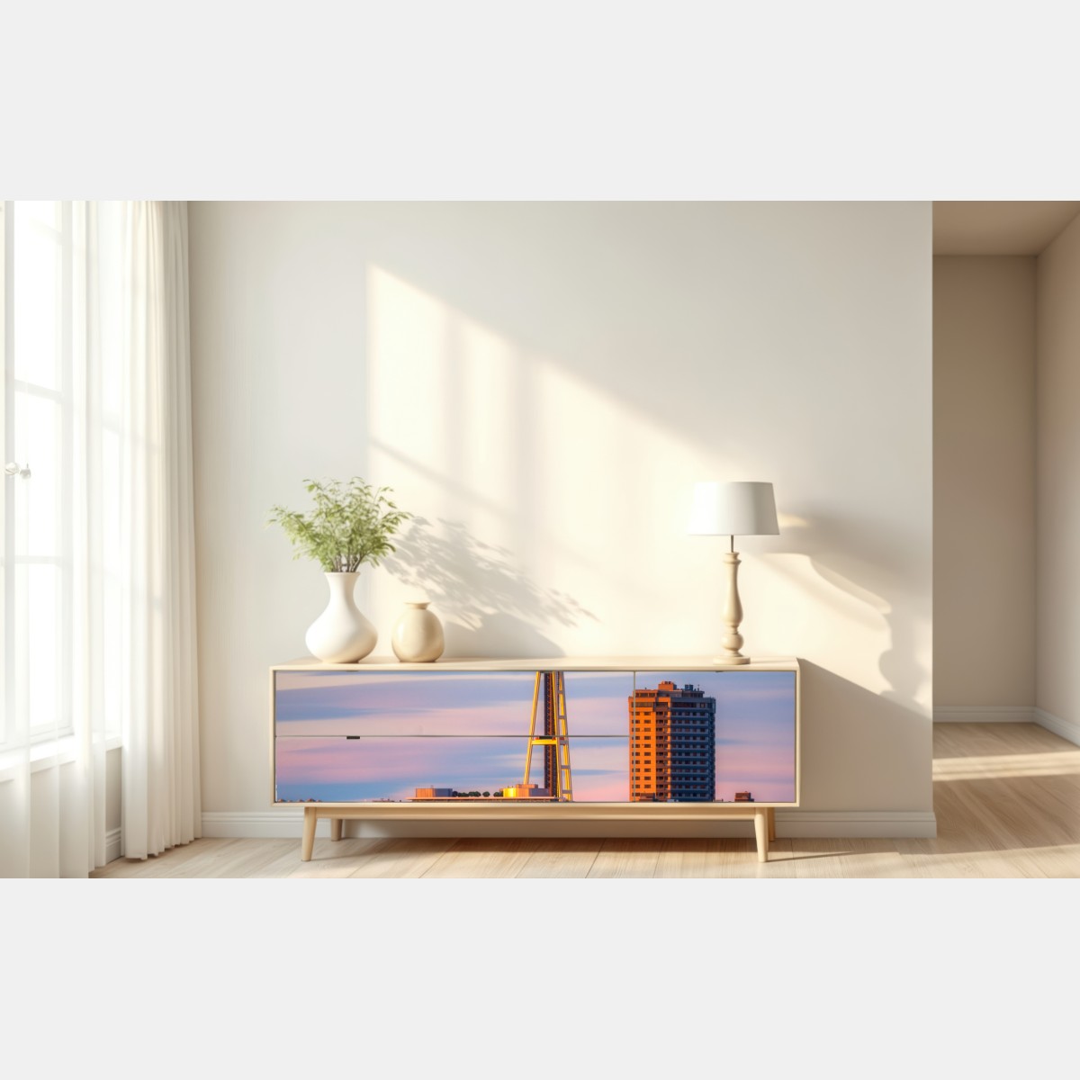 Naklejka repozycjonowalna panorama Seattle ze Space Needle o zachodzie słońca – Wallissimo® Naklejka repozycjonowalna panorama Seattle ze Space Needle o zachodzie słońca – Wallissimo®