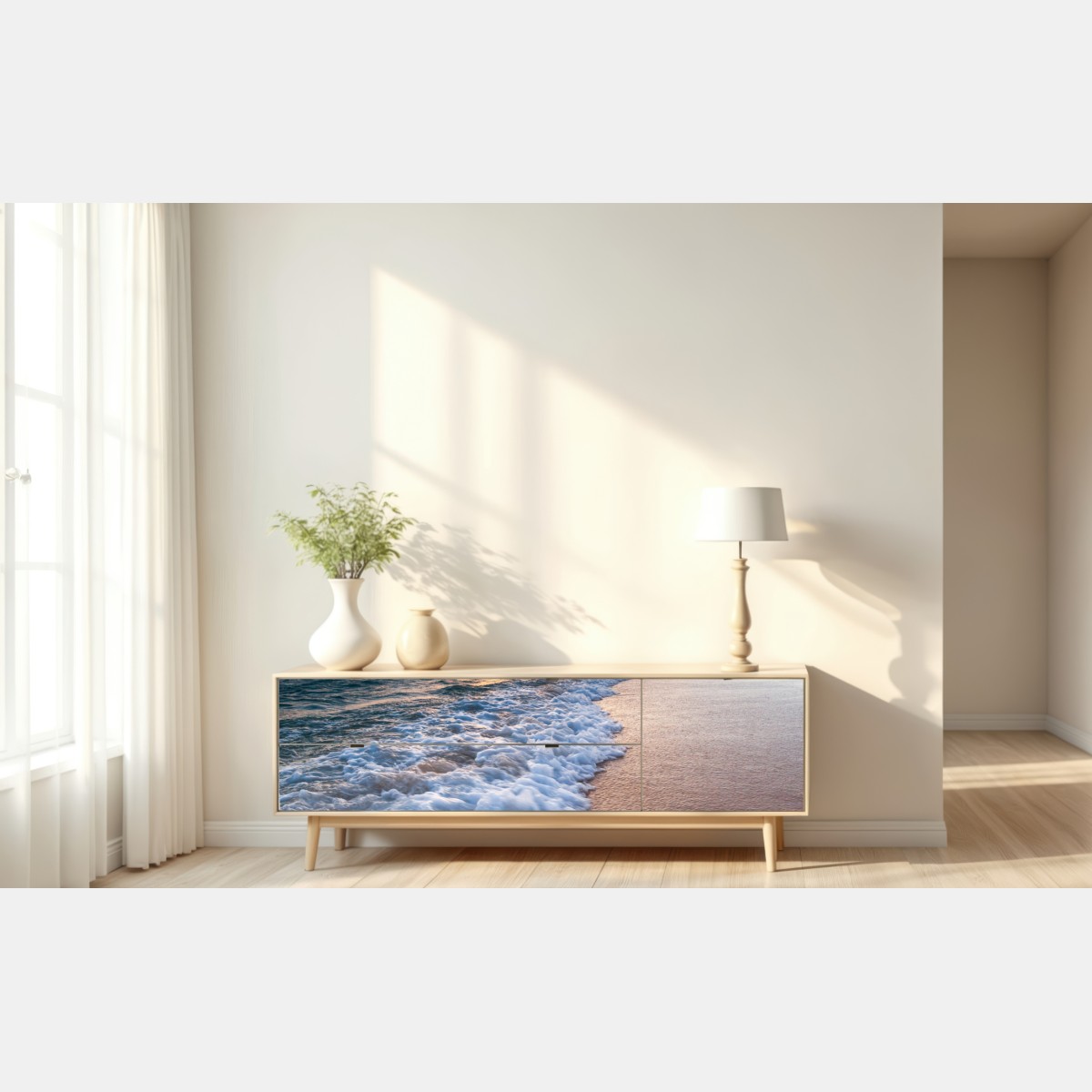 Naklejka repozycjonowalna spokojny wschód słońca nad brzegiem oceanu – Wallissimo® Naklejka repozycjonowalna spokojny wschód słońca nad brzegiem oceanu – Wallissimo®