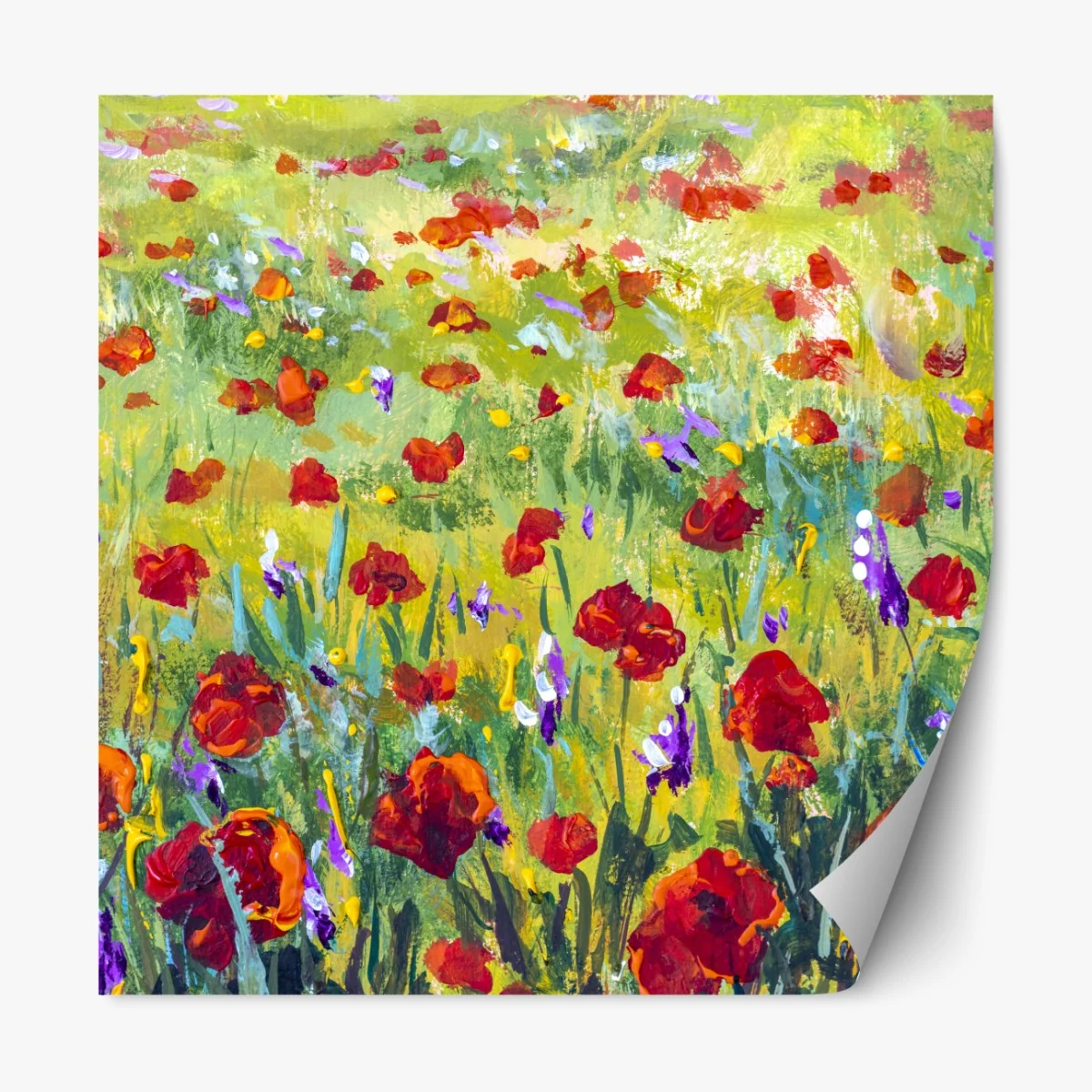 Naklejka repozycjonowalna impresjonistyczna łąka z makami – Wallissimo® Naklejka repozycjonowalna impresjonistyczna łąka z makami – Wallissimo®