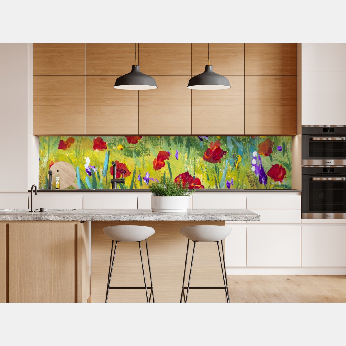 Naklejka repozycjonowalna impresjonistyczna łąka z makami – Wallissimo® Naklejka repozycjonowalna impresjonistyczna łąka z makami – Wallissimo®