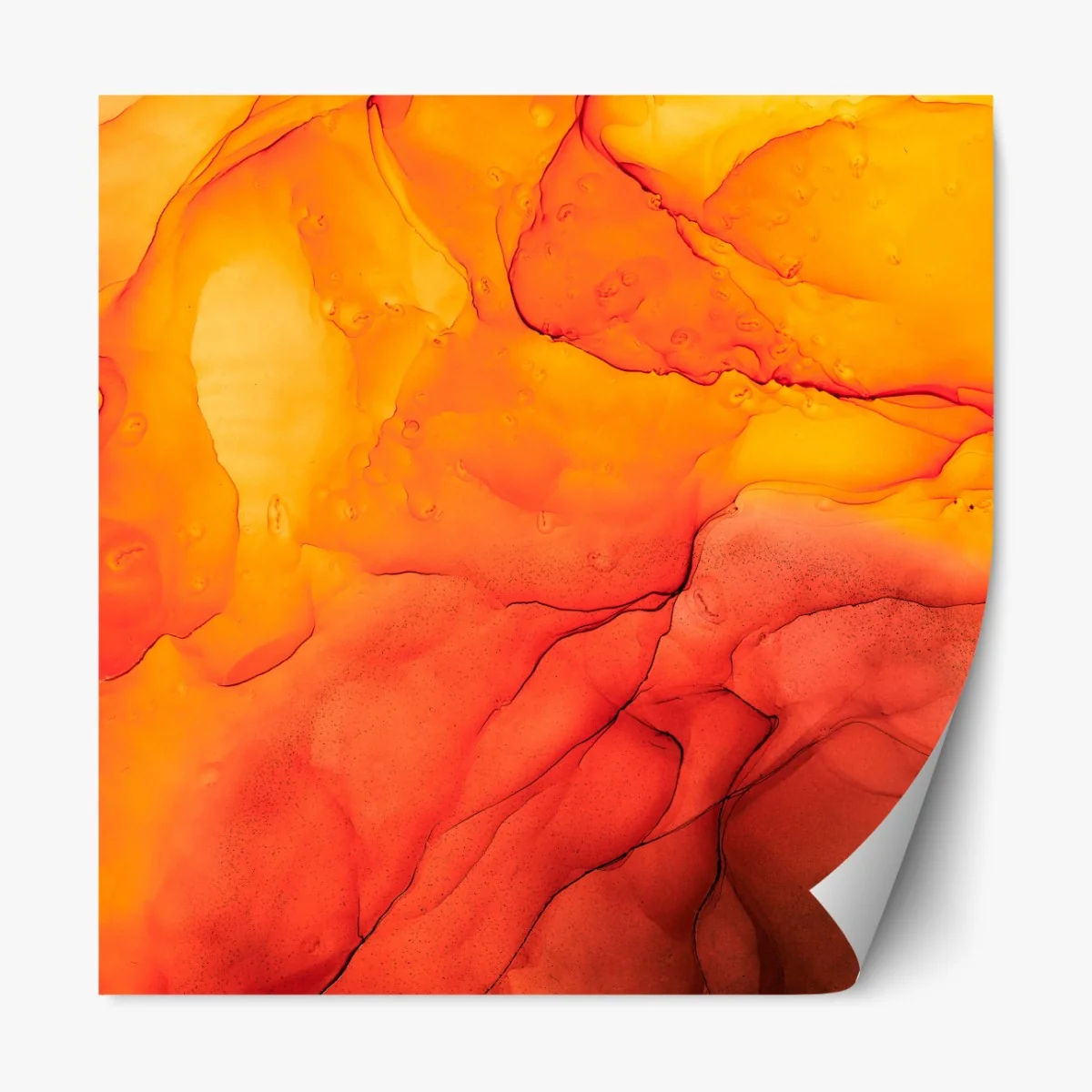 Naklejka repozycjonowalna abstrakcja alkoholowa w odcieniach pomarańczy – Wallissimo® Naklejka repozycjonowalna abstrakcja alkoholowa w odcieniach pomarańczy – Wallissimo®