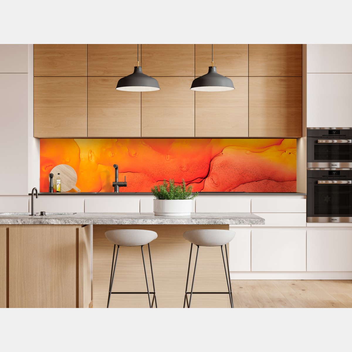 Naklejka repozycjonowalna abstrakcja alkoholowa w odcieniach pomarańczy – Wallissimo® Naklejka repozycjonowalna abstrakcja alkoholowa w odcieniach pomarańczy – Wallissimo®