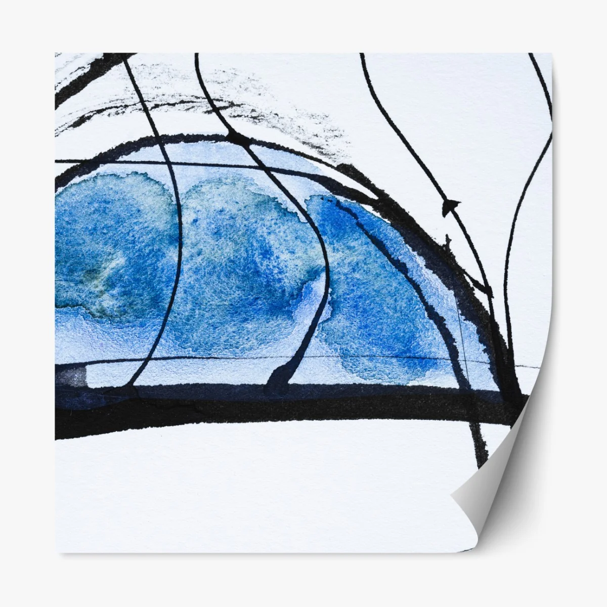 Naklejka repozycjonowalna niebieska abstrakcja tuszem i akwarelą – Wallissimo® Naklejka repozycjonowalna niebieska abstrakcja tuszem i akwarelą – Wallissimo®