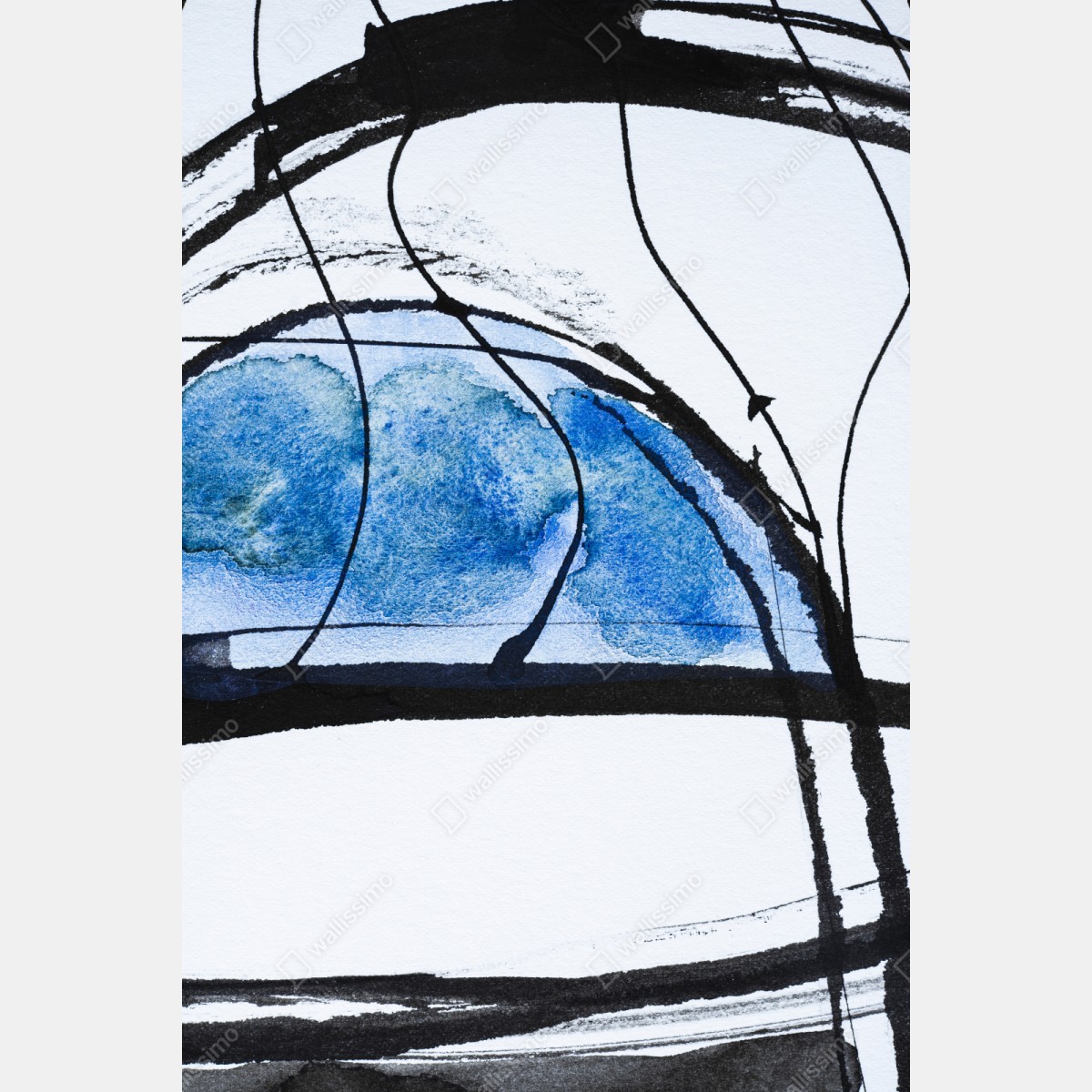 Naklejka repozycjonowalna niebieska abstrakcja tuszem i akwarelą – Wallissimo® Naklejka repozycjonowalna niebieska abstrakcja tuszem i akwarelą – Wallissimo®