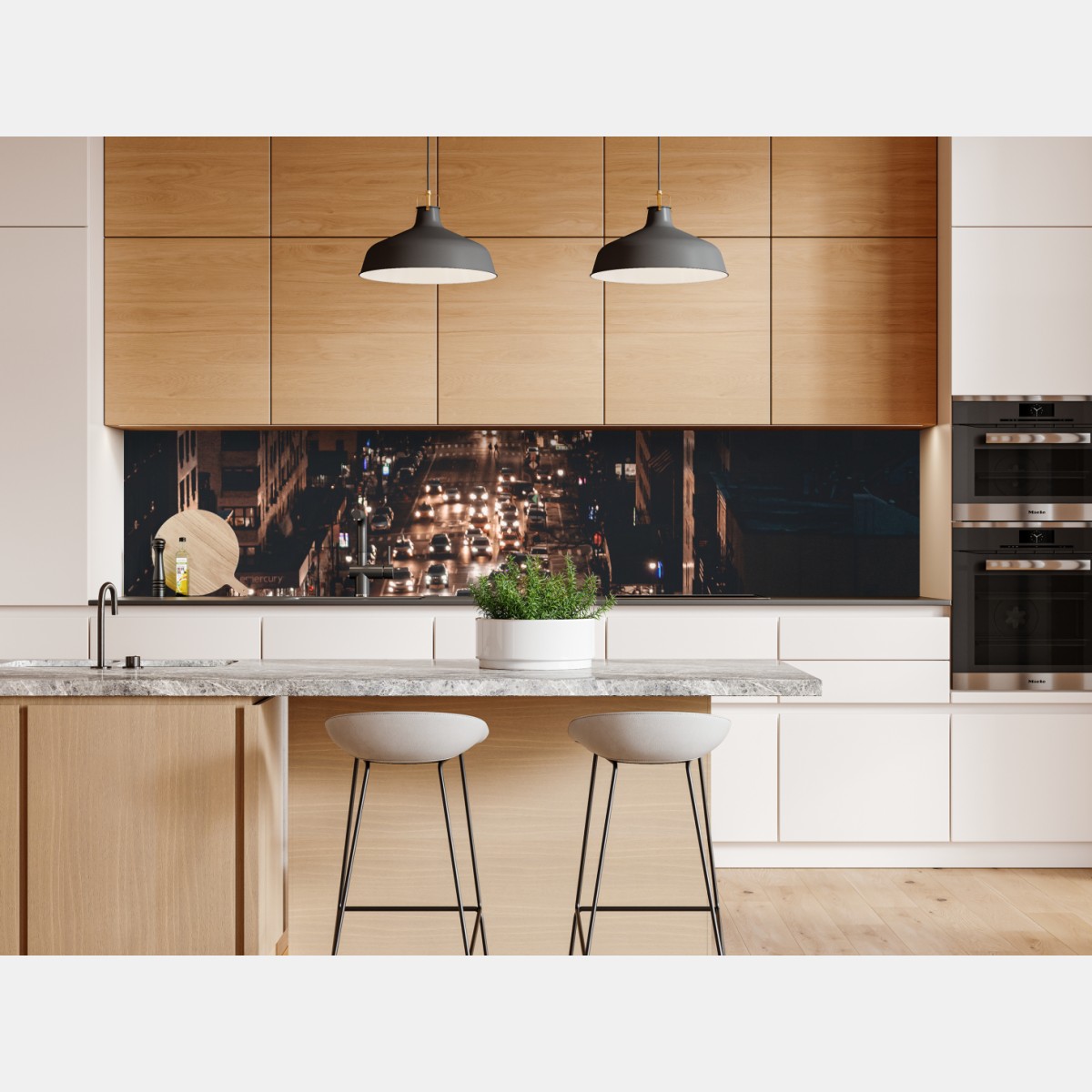 Naklejka repozycjonowalna Manhattan nocna aleja – Wallissimo® Naklejka repozycjonowalna Manhattan nocna aleja – Wallissimo®