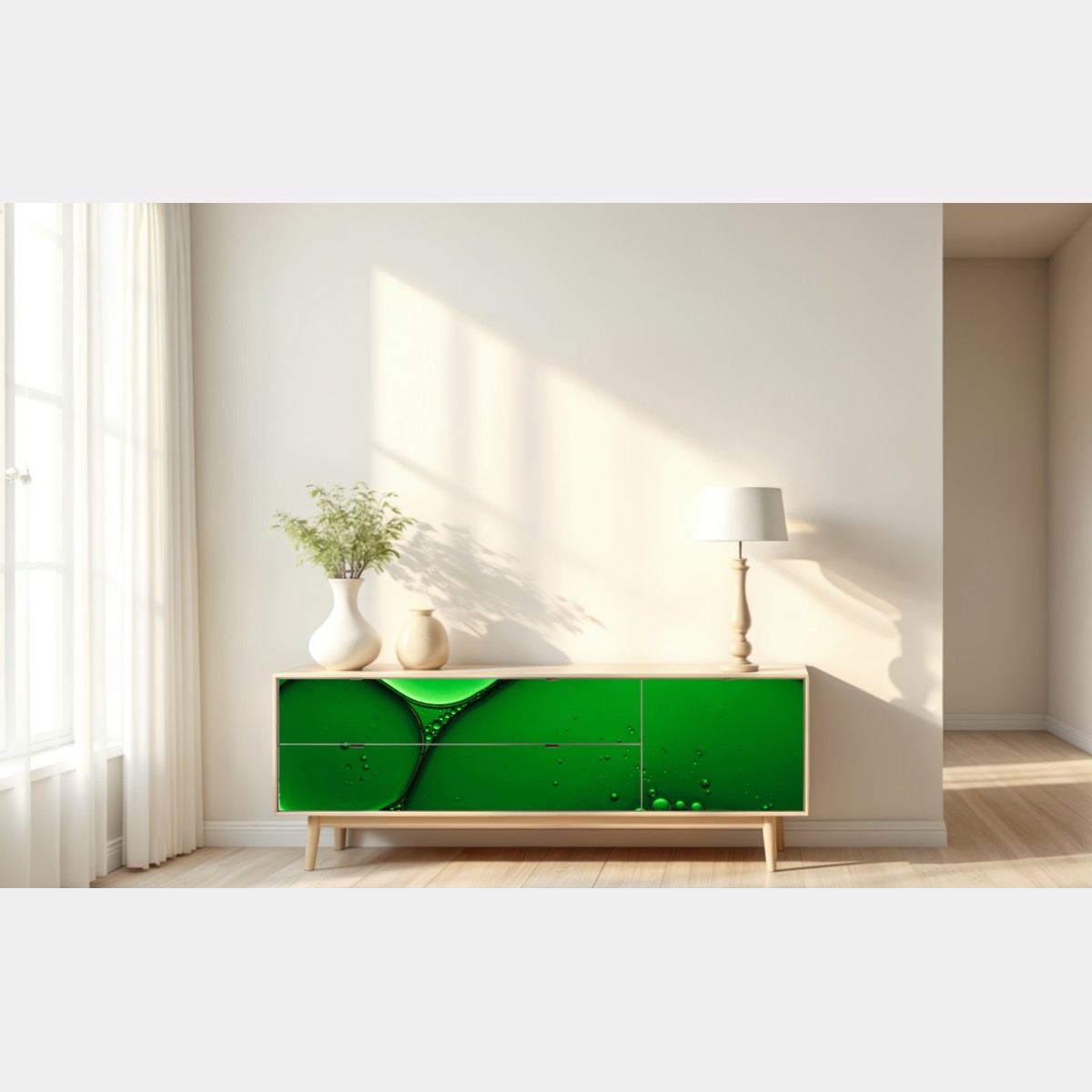 Naklejka repozycjonowalna zielone bańki abstrakcyjna kompozycja – Wallissimo® Naklejka repozycjonowalna zielone bańki abstrakcyjna kompozycja – Wallissimo®