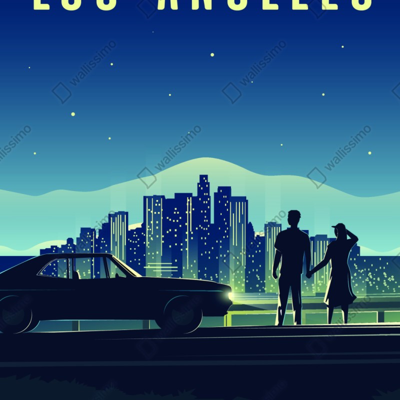 Naklejka repozycjonowalna Los Angeles nocna panorama – Wallissimo® Naklejka repozycjonowalna Los Angeles nocna panorama – Wallissimo®