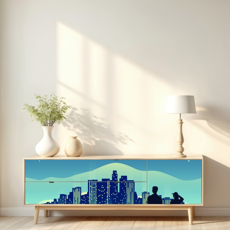 Naklejka repozycjonowalna Los Angeles nocna panorama – Wallissimo® Naklejka repozycjonowalna Los Angeles nocna panorama – Wallissimo®