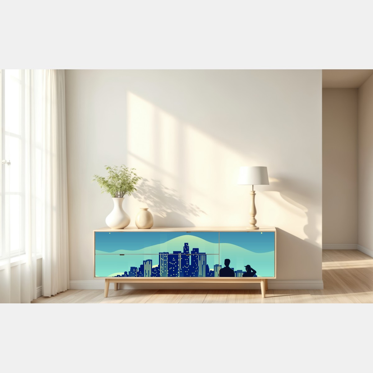 Naklejka repozycjonowalna Los Angeles nocna panorama – Wallissimo® Naklejka repozycjonowalna Los Angeles nocna panorama – Wallissimo®