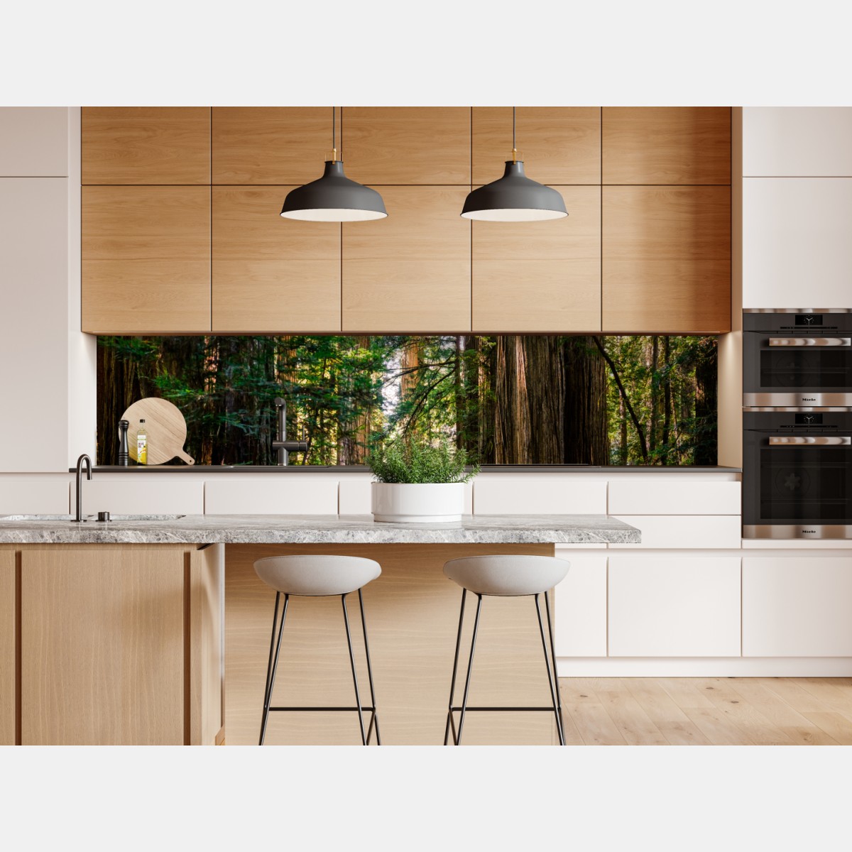 Naklejka repozycjonowalna majestatyczna ścieżka w lesie sekwoi – Wallissimo® Naklejka repozycjonowalna majestatyczna ścieżka w lesie sekwoi – Wallissimo®