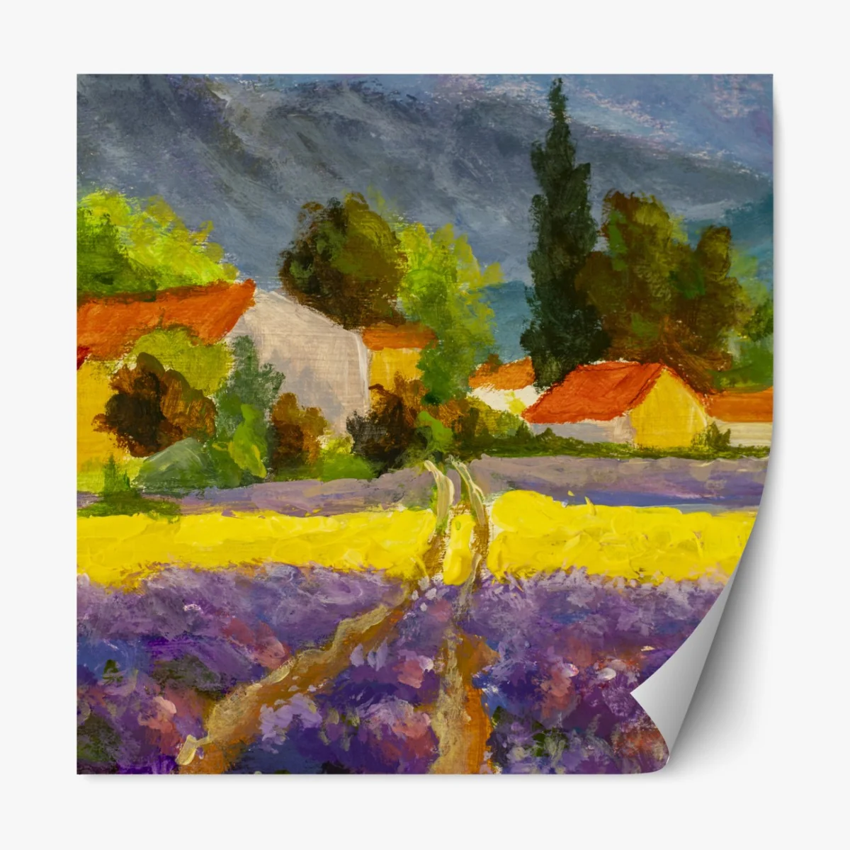 Naklejka repozycjonowalna lawendowe pola o zachodzie słońca – Wallissimo® Naklejka repozycjonowalna lawendowe pola o zachodzie słońca – Wallissimo®