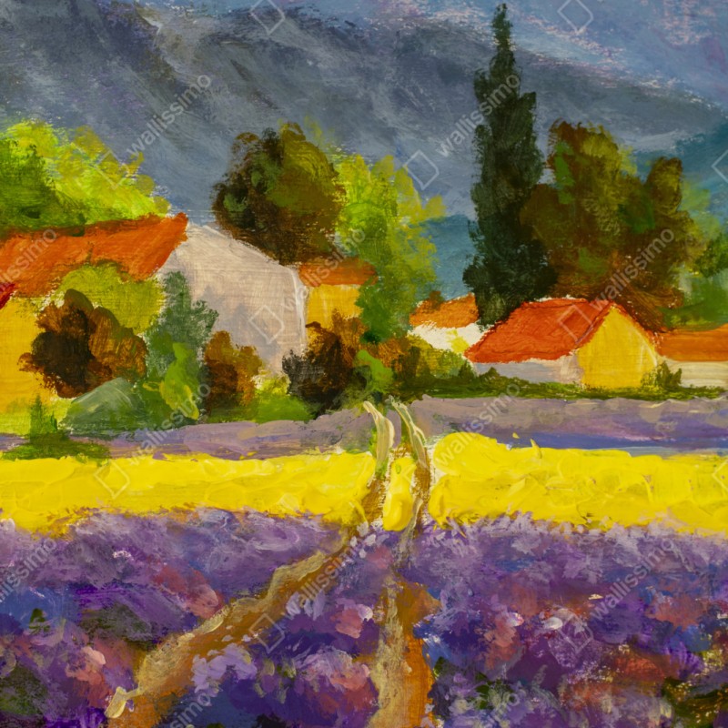 Naklejka repozycjonowalna lawendowe pola o zachodzie słońca – Wallissimo® Naklejka repozycjonowalna lawendowe pola o zachodzie słońca – Wallissimo®