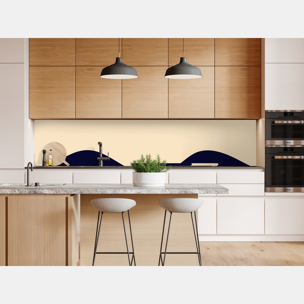 Naklejka repozycjonowalna geometryczny górski krajobraz z kamperem – Wallissimo® Naklejka repozycjonowalna geometryczny górski krajobraz z kamperem – Wallissimo®