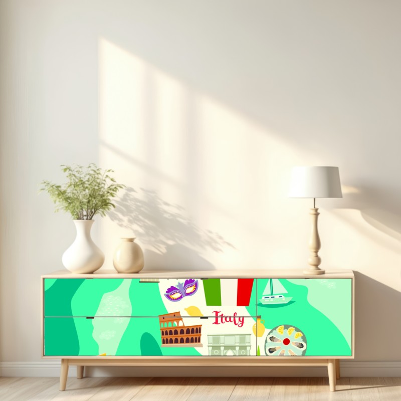 Naklejka repozycjonowalna Włochy mapa turystyczna z ikonicznymi zabytkami – Wallissimo® Naklejka repozycjonowalna Włochy mapa turystyczna z ikonicznymi zabytkami – Wallissimo®