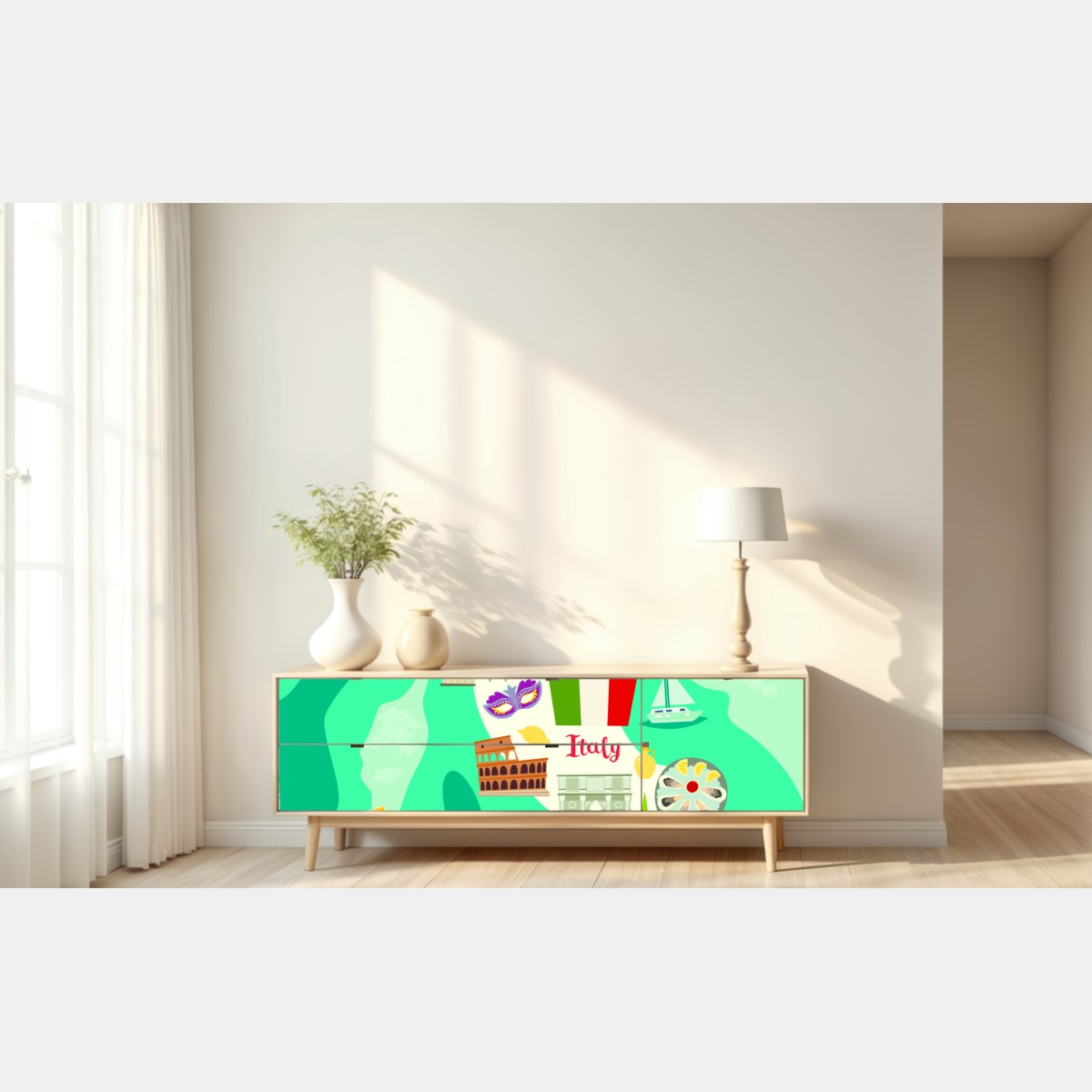 Naklejka repozycjonowalna Włochy mapa turystyczna z ikonicznymi zabytkami – Wallissimo® Naklejka repozycjonowalna Włochy mapa turystyczna z ikonicznymi zabytkami – Wallissimo®