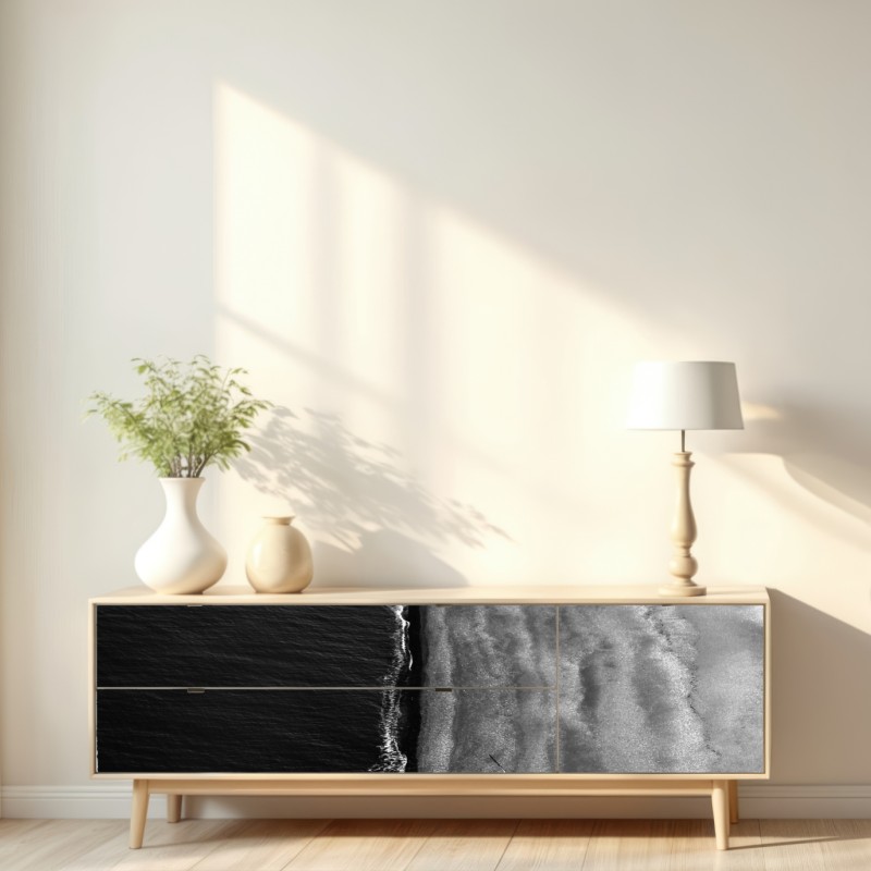 Naklejka repozycjonowalna monochromatyczne wybrzeże z lotu ptaka – Wallissimo® Naklejka repozycjonowalna monochromatyczne wybrzeże z lotu ptaka – Wallissimo®