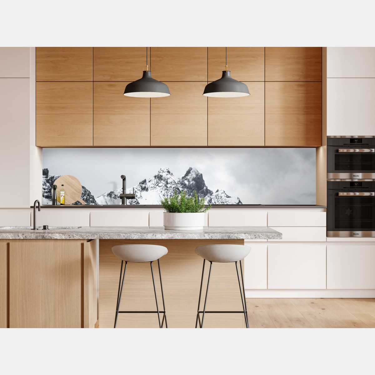 Naklejka repozycjonowalna spokojny ośnieżony krajobraz górski nad morzem – Wallissimo® Naklejka repozycjonowalna spokojny ośnieżony krajobraz górski nad morzem – Wallissimo®