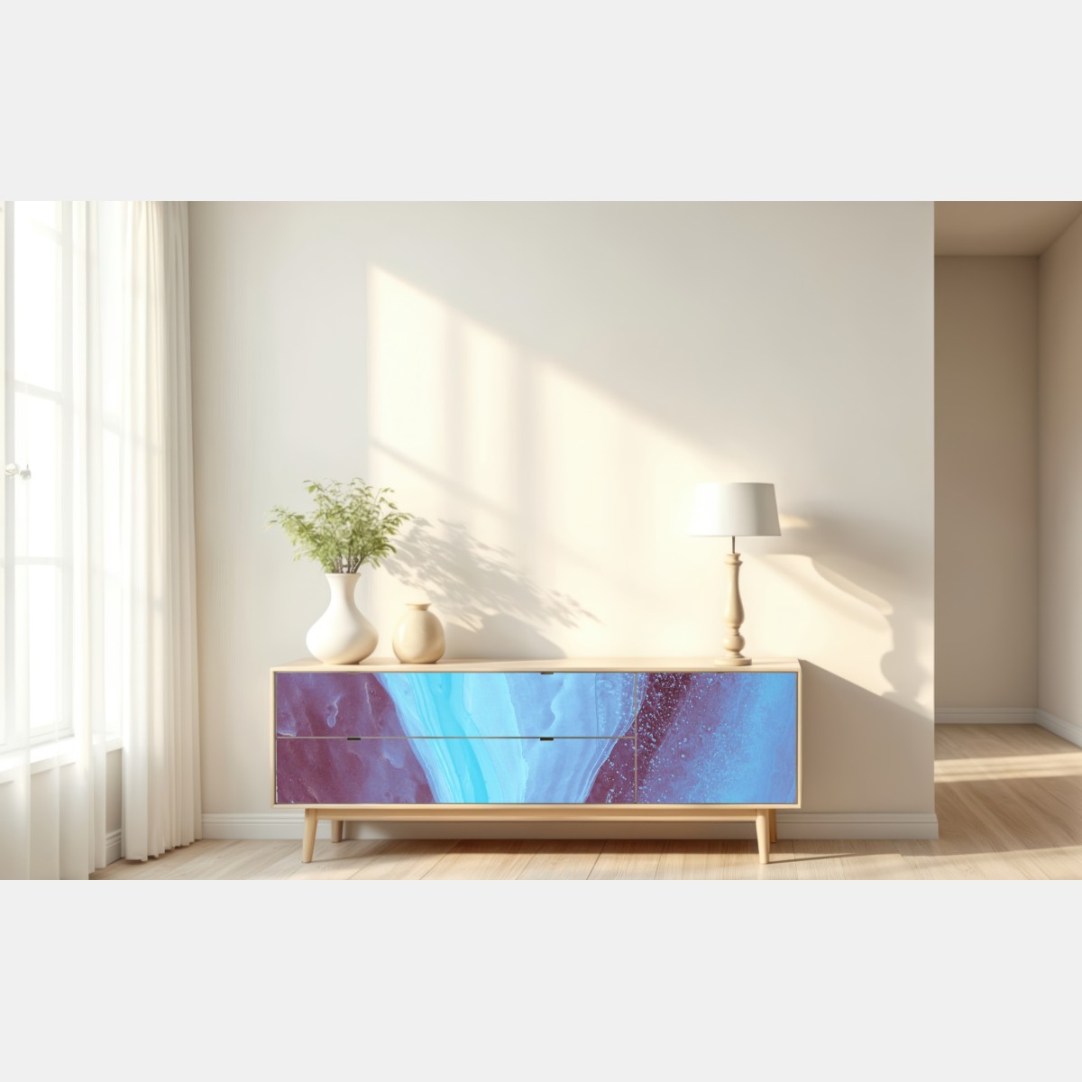 Naklejka repozycjonowalna eteryczna turkusowo-różowa marmurowa abstrakcja – Wallissimo® Naklejka repozycjonowalna eteryczna turkusowo-różowa marmurowa abstrakcja – Wallissimo®