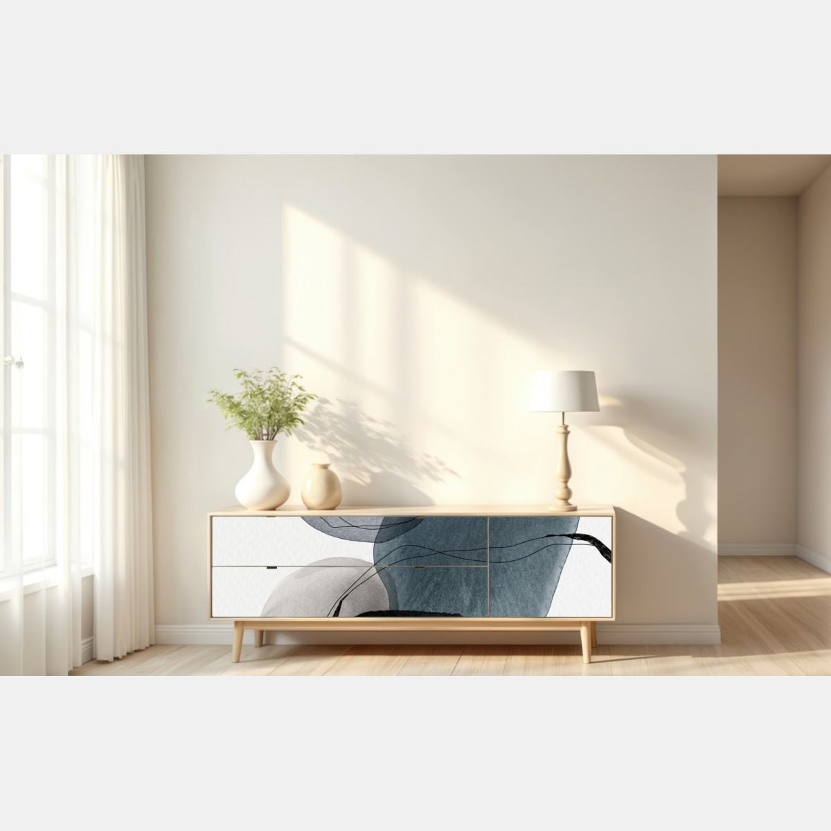 Naklejka repozycjonowalna spokojne niebieskie akwarelowe kule – Wallissimo® Naklejka repozycjonowalna spokojne niebieskie akwarelowe kule – Wallissimo®