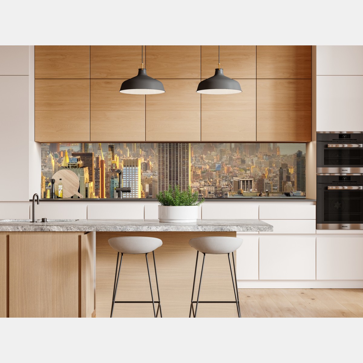 Naklejka repozycjonowalna panorama Nowego Jorku o zachodzie słońca – Wallissimo® Naklejka repozycjonowalna panorama Nowego Jorku o zachodzie słońca – Wallissimo®