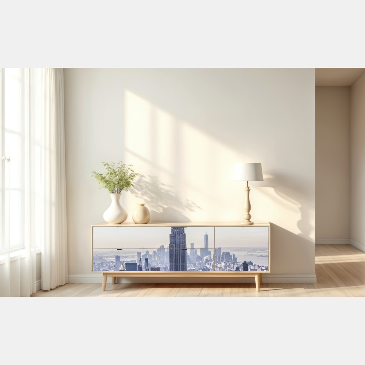 Naklejka repozycjonowalna panorama Nowego Jorku z Empire State Building – Wallissimo® Naklejka repozycjonowalna panorama Nowego Jorku z Empire State Building – Wallissimo®