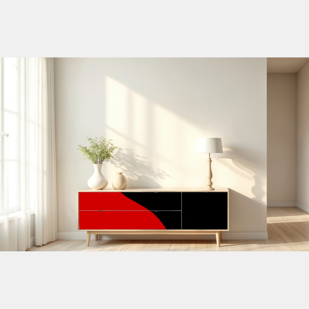 Naklejka repozycjonowalna odważna czerwono-czarna sylwetka – Wallissimo® Naklejka repozycjonowalna odważna czerwono-czarna sylwetka – Wallissimo®