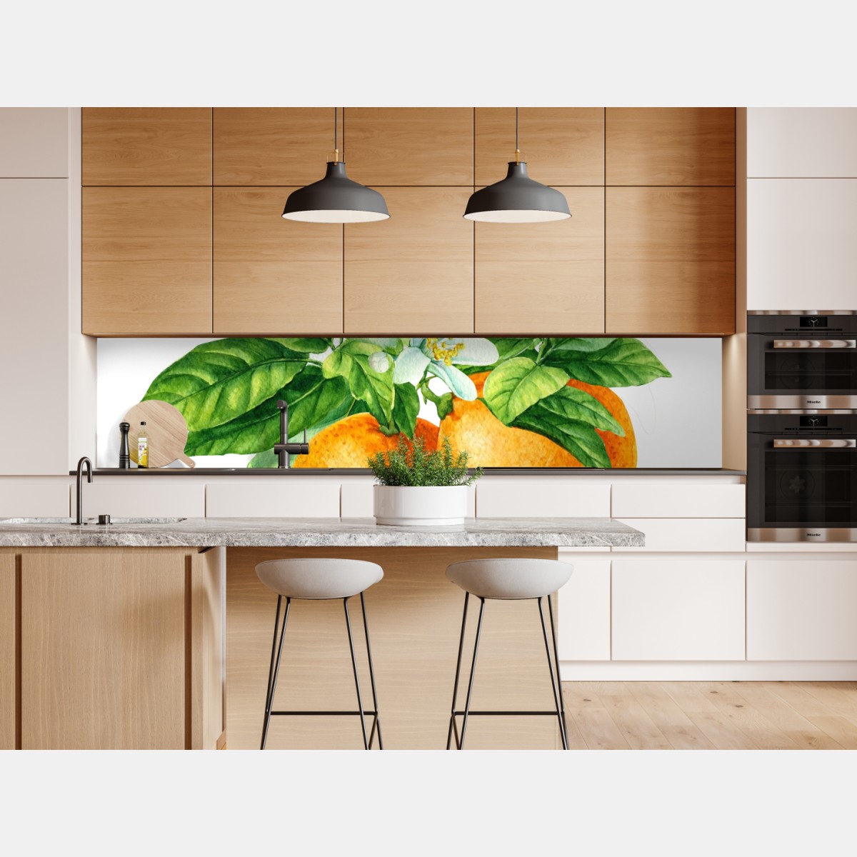 Naklejka repozycjonowalna kwiaty cytrusów i dojrzałe pomarańcze – Wallissimo® Naklejka repozycjonowalna kwiaty cytrusów i dojrzałe pomarańcze – Wallissimo®