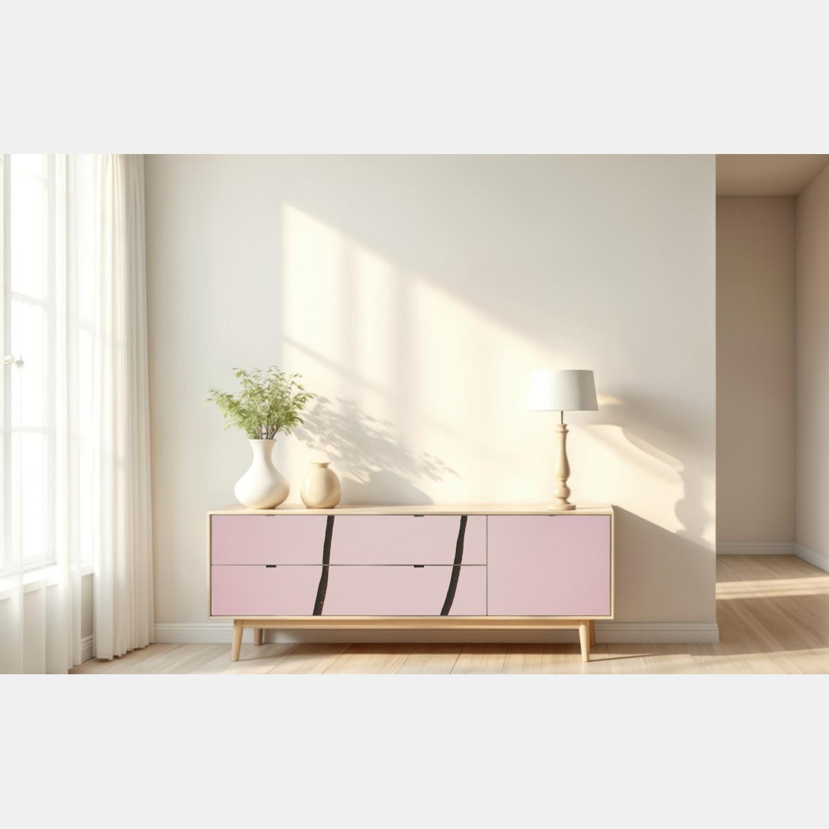 Naklejka repozycjonowalna pastelowe palmy o zmierzchu – Wallissimo® Naklejka repozycjonowalna pastelowe palmy o zmierzchu – Wallissimo®