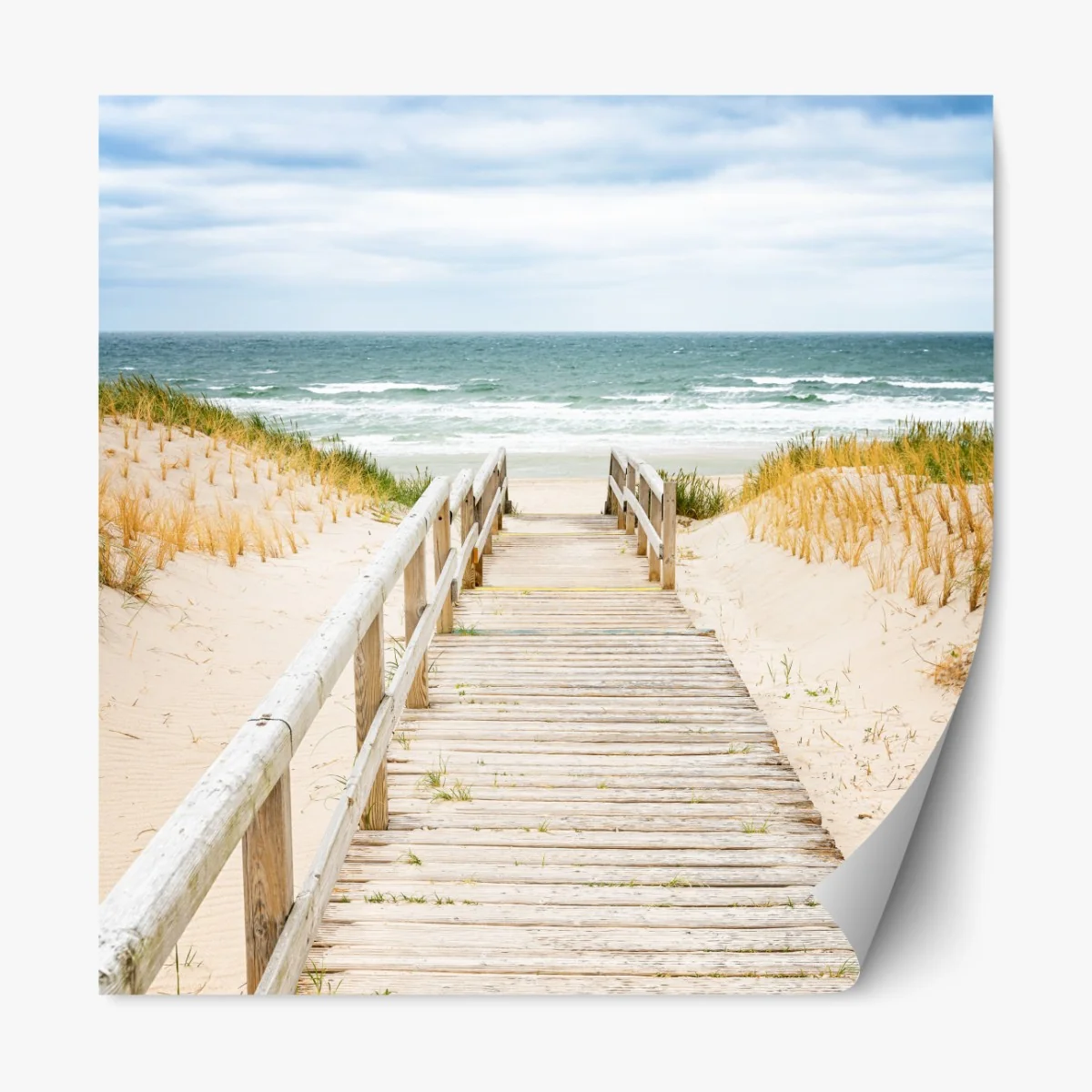 Naklejka repozycjonowalna drewniany pomost prowadzący na plażę, Sylt – Wallissimo® Naklejka repozycjonowalna drewniany pomost prowadzący na plażę, Sylt – Wallissimo®