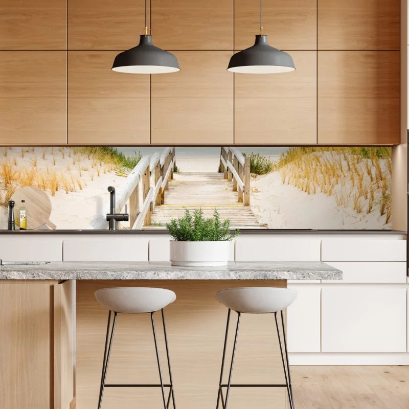 Naklejka repozycjonowalna drewniany pomost prowadzący na plażę, Sylt – Wallissimo® Naklejka repozycjonowalna drewniany pomost prowadzący na plażę, Sylt – Wallissimo®