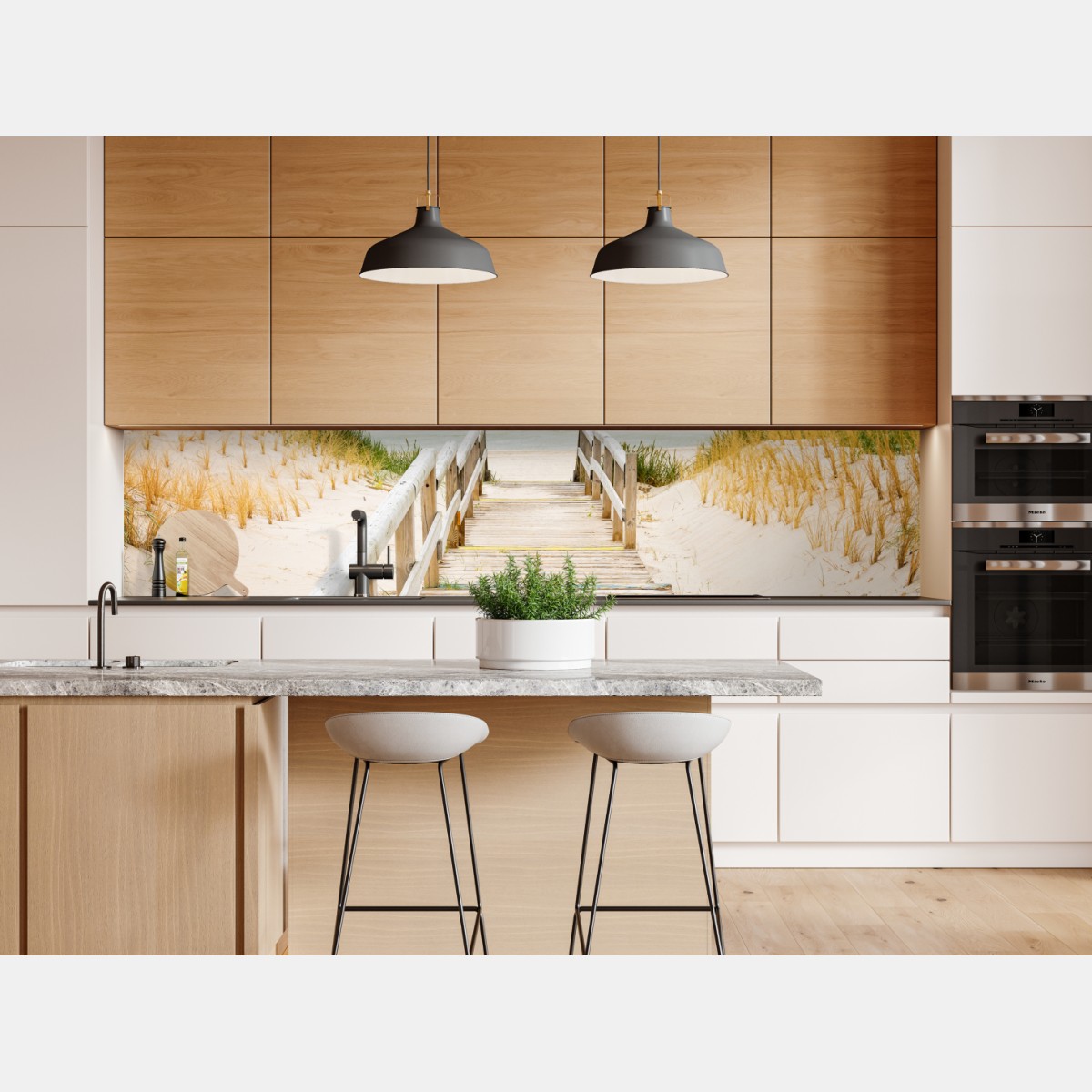 Naklejka repozycjonowalna drewniany pomost prowadzący na plażę, Sylt – Wallissimo® Naklejka repozycjonowalna drewniany pomost prowadzący na plażę, Sylt – Wallissimo®