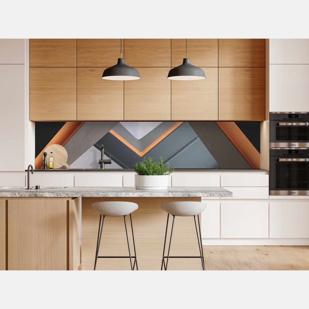 Naklejka repozycjonowalna minimalistyczne geometryczne wnętrze z świetlikiem – Wallissimo® Naklejka repozycjonowalna minimalistyczne geometryczne wnętrze z świetlikiem – Wallissimo®