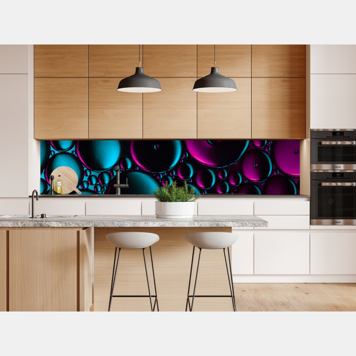 Naklejka repozycjonowalna turkusowo-magenta wzór bąbelków – Wallissimo® Naklejka repozycjonowalna turkusowo-magenta wzór bąbelków – Wallissimo®