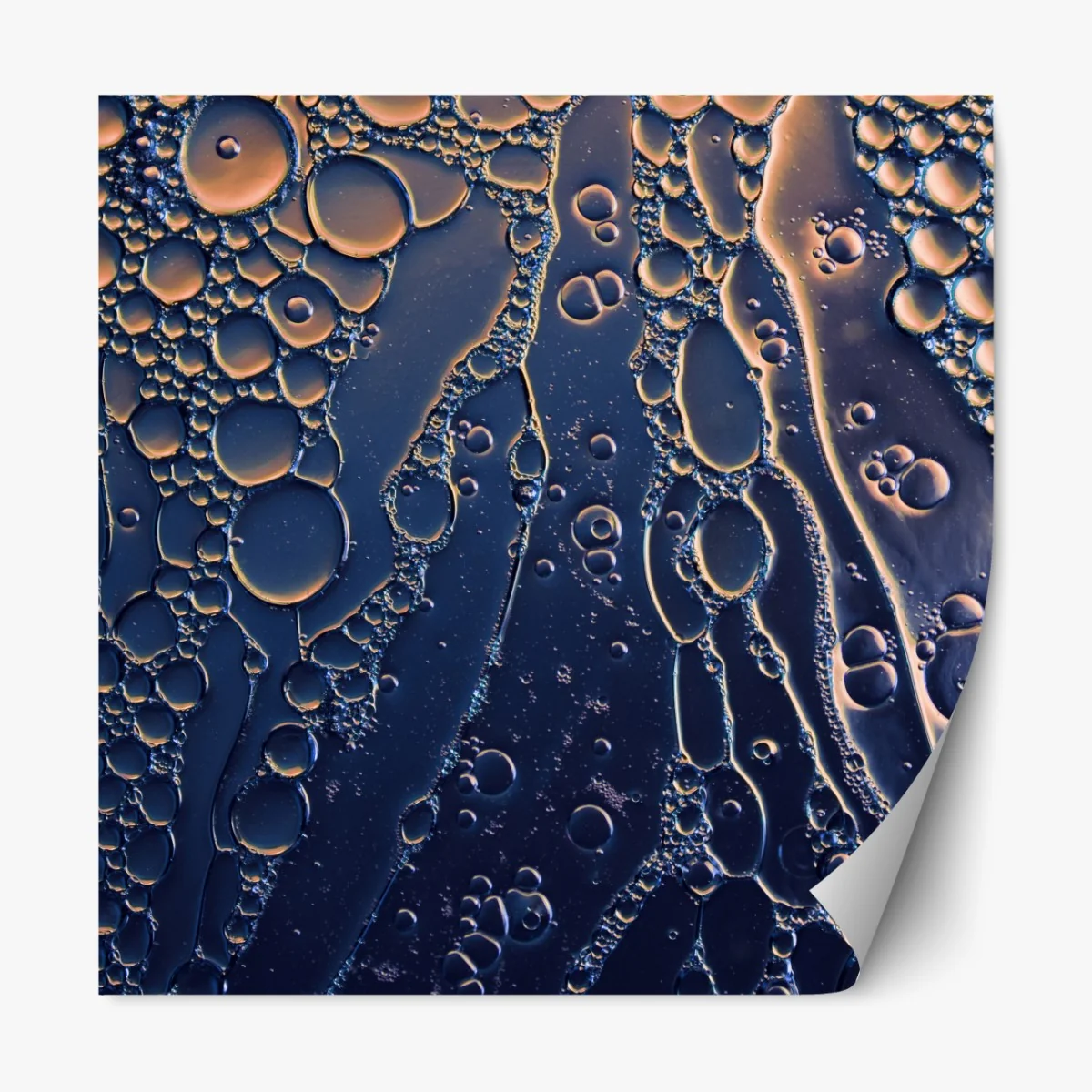 Naklejka repozycjonowalna niebiesko-złote abstrakcyjne bąbelki – Wallissimo® Naklejka repozycjonowalna niebiesko-złote abstrakcyjne bąbelki – Wallissimo®