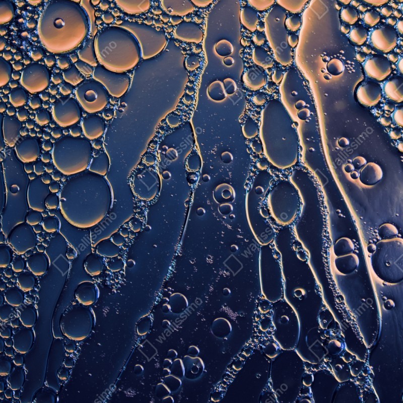 Naklejka repozycjonowalna niebiesko-złote abstrakcyjne bąbelki – Wallissimo® Naklejka repozycjonowalna niebiesko-złote abstrakcyjne bąbelki – Wallissimo®