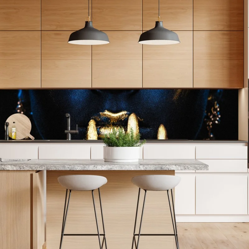 Naklejka repozycjonowalna mistyczny portret w złocie i błękicie – Wallissimo® Naklejka repozycjonowalna mistyczny portret w złocie i błękicie – Wallissimo®