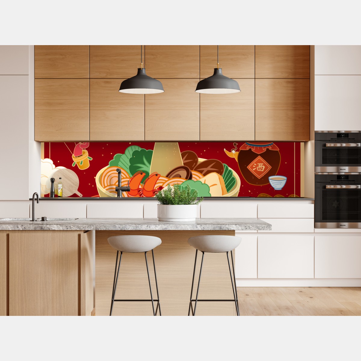 Naklejka repozycjonowalna ilustracja kolacji z okazji Chińskiego Nowego Roku – Wallissimo® Naklejka repozycjonowalna ilustracja kolacji z okazji Chińskiego Nowego Roku – Wallissimo®