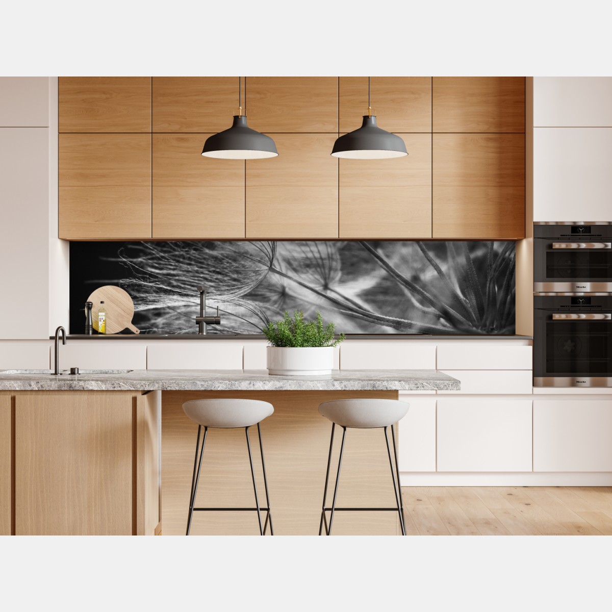 Naklejka repozycjonowalna delikatny puch dmuchawca w monochromie – Wallissimo® Naklejka repozycjonowalna delikatny puch dmuchawca w monochromie – Wallissimo®